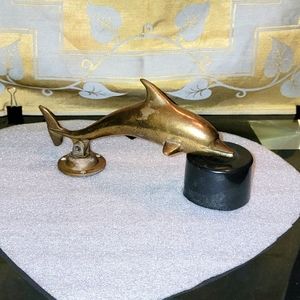 Vintage Solid Brass Dolphin Door Knocker 8" Long